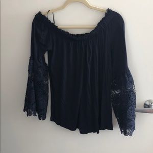 LOFT off the shoulder blouse with lace detail